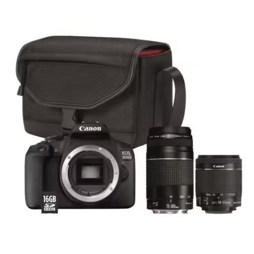 Canon EOS 2000D+EF-S 18-55 IS II+EF 75-300 f/4-5,6 III + Sac + Carte mémoire SD 16 Go