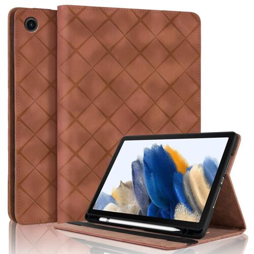 Étui en cuir intelligent à motif losange pour Samsung Galaxy Tab A8 10.5 X200, Marron