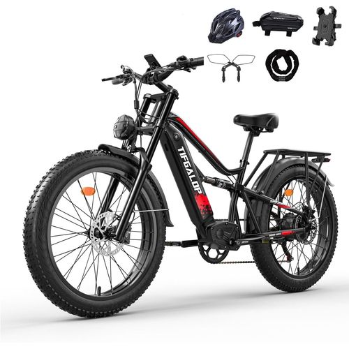 Vélo Électrique - Tifgalop Es7-B - Vtt 26" - 750w - Batterie 52v 21ah - Autonomie 40-90 Km - Moteur Simple 7 Vitesses - Noir