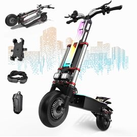 Tifgalop Trottinette Électrique 6000w, Double Moteur Batterie Lithium 60v38ah Autonomie 100 Km Pneus 12 Pouces Suspension Intégrale