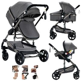 Poussette 3 En 1 Magic Zc Poussette Poussette Bebe Poussette Cosy Voyage Jusqu'à 15kg 0-3ans Guidon Réversible Avec Accoudoirs Gris