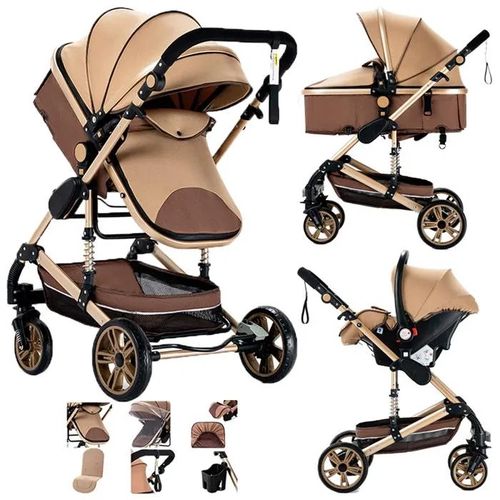 Poussette Magic Zc Poussette 3 En 1 Poussette Bebe Poussette De Luxe Jusqu'à 15kg 0-3ans Pliage En Un Clic Avec Grand Panier Kaki