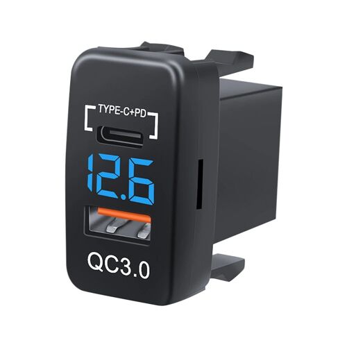 Chargeur Voiture USB Type-C PD QC3.0 Étanche avec Voltmètre LED -