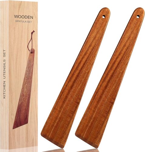 Spatule En Bois De Teck De 30 Cm, Spatule De Cuisine Pour Retourner, Racler Et Retourner Les Aliments.