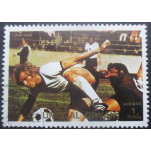 Umm Al Qiwain Football Oblitéré Grand Format