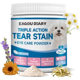 Jgd-Éliminateur De Taches De Larmes Pour Chiens, Complément Alimentaire Pour Les Taches De Larmes Des Chiens, Pour La Santé Des Yeux Et L'entretien Du Pelage Blanc, Lutéine, Camomille, Probiotiques,