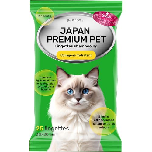 Jgd-Lingettes Shampoing Sans Rinçage Pour Chat, Lingettes Nettoyantes Et Désodorisantes Pour Chat, Lingettes Nettoyantes Pour Animaux De Compagnie, Collagène Et Placenta, 25pcs.