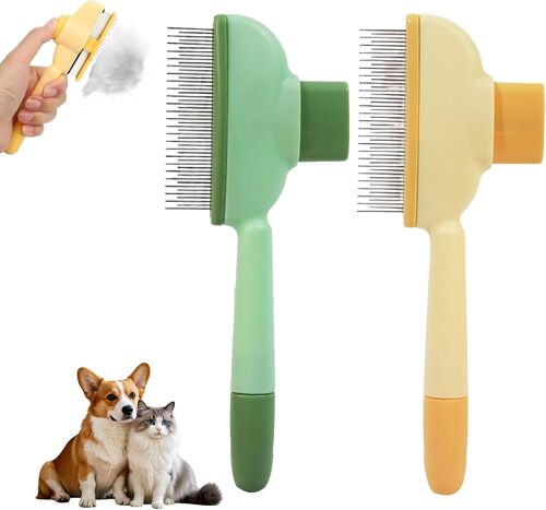 Jgd-2 Pcs Brosse Pour Chat,Brosse Chat,Avec Bouton Pour Nettoyer Rapidement Les Cheveux Détachés,Peigne Anti Puces Pourchat,Convient Aux Cheveux Longs Et Courts