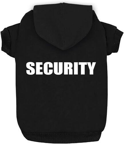 Kalanka-Vêtements Pour Chien Sweats À Capuche Security Imprimé Vêtements Sweat-Shirt Chaud Manteau De Veste En Coton Pour Petit Chien Moyen Chat Noir S