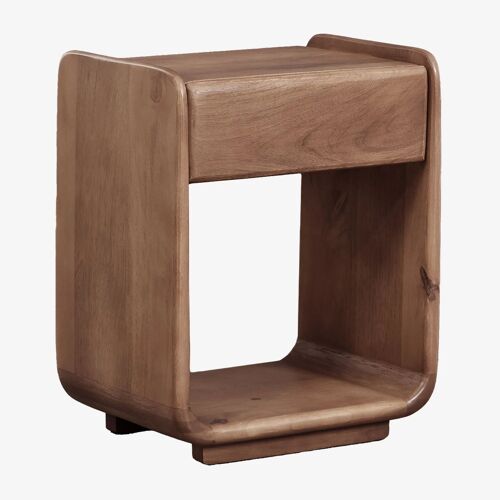 Table de chevet rectangulaire avec tiroir 40x30 cm en bois Tinsley Brun Acacia foncé