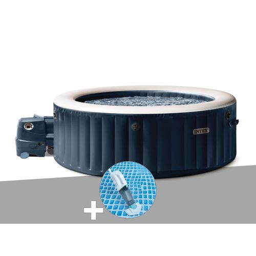 Kit spa gonflable Intex PureSpa Blue Navy rond Bulles 4 places + Aspirateur