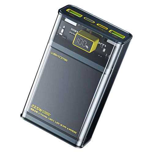 Powerbank 20000mah Pd 20w + Qc 22.5w Super Charge Série Vanguard Wekome Noir Transparent