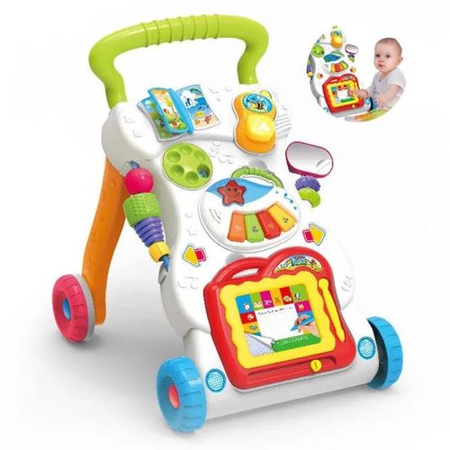 L Voiture Jouet 41x43x32cm Trotteur Musical Anti-Basculement Multifonctionnel Pour Enfants Tableau À Dessin De Dessin Animé Coloré