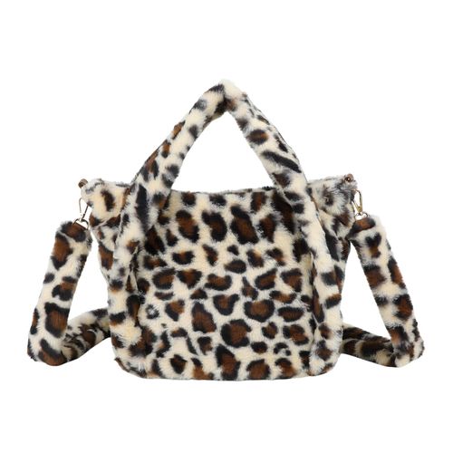 Sac à Main pour Femme Léona Douceur en Fourrure Léopard avec Bandoulière Gallantry Marron / Beige