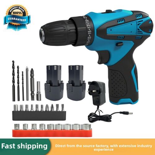 Perceuse sans fil, perceuse électrique puissante 12 V, ensemble d'outils de perceuse électrique avec 2 batteries 3,0 Ah et chargeur, kit de perceuses 12 V