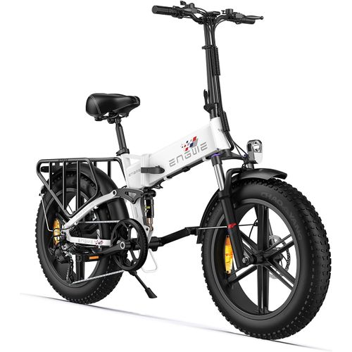 Engwe - Engine X - Vélo Électrique Pliable - Autonomie 100km - Batterie 48v13ah - Tout Suspendu - 7 Vitesses - Blanc