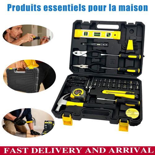 Ensemble de 78 outils de réparation ménagère, une combinaison d'outils polyvalents pour l'entretien de la maison et de l'automobile, idéal pour les propriétaires, les bricoleurs et les artisans.