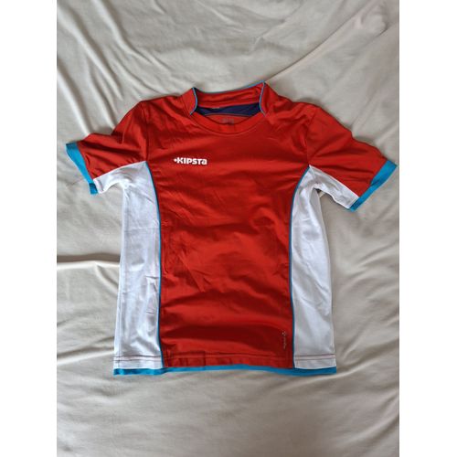 Maillot De Sport, De Football, Taille 12 Ans, Rouge Et Blanc, Marque Kipsta