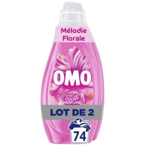 Lessive Liquide Mélodie Florale Muguet Rose OMO 2x37 lavages