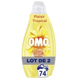 Lessive Liquide Plaisir Tropical Freesia Litchi OMO 2x37 lavages