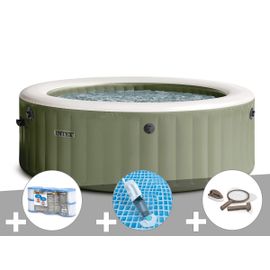 Kit spa gonflable Intex PureSpa Olive rond Bulles 8 places + 6 filtres + Aspirateur + Kit d'entretien