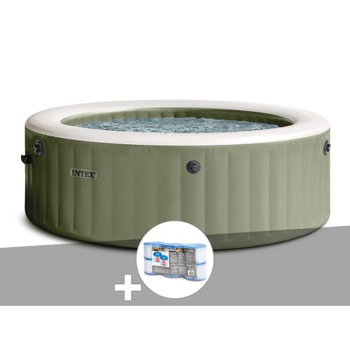 Kit spa gonflable Intex PureSpa Olive rond Bulles 4 places + 6 filtres