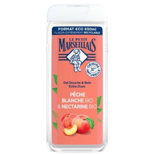 Gel Douche Hydratant Et Rafraîchissant Pêche Blanche Bio & Nectarine Bio Le Petit Marseillais 650ml 