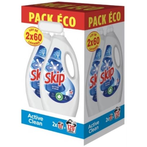 Lessive Liquide Active Clean SKIP 2x60 lavages