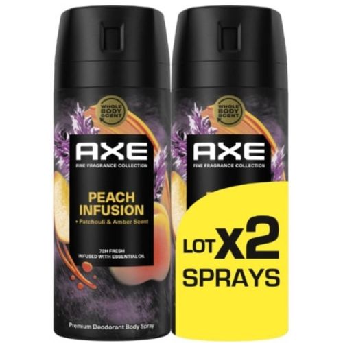 Déodorant Spray Homme Peach Infusion 72h Axe 2x150ml 