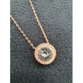 Pendentif Rond Cuivre Avec Pierre Cristal Blanc Femme Swarovski