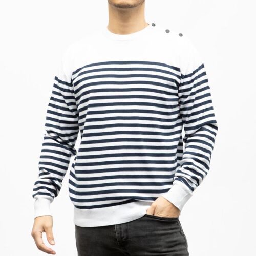 Pull Mariière Avec Bouton À Rayures Homme Bill Tornade