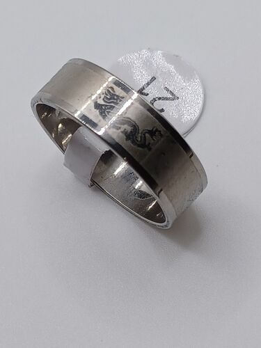 Bague En Acier Inoxydable,Métal Argenté,Gravure Dragon,Taille 21