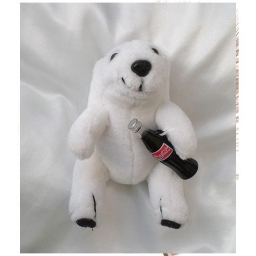 Peluche Doudou Publicitaire Ours Assis Blanc Coca Cola 1996