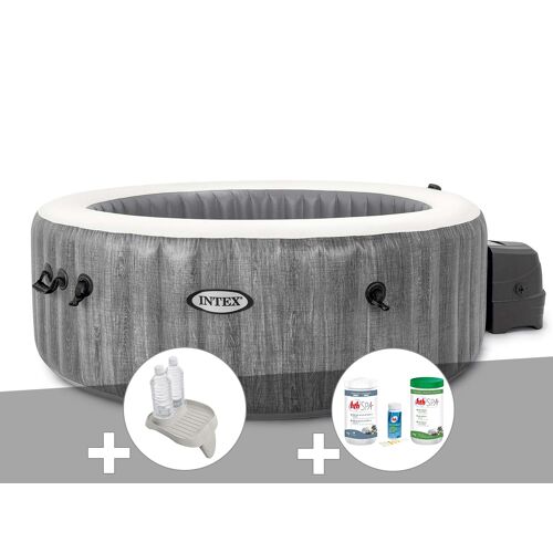 Kit spa gonflable Intex PureSpa Baltik rond Bulles 6 places + Porte-verre + Kit de traitement brome