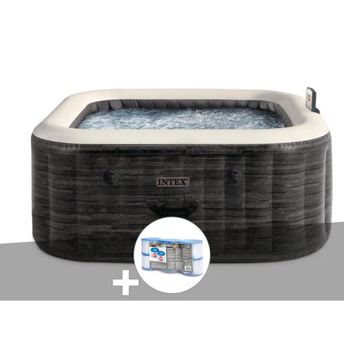 Kit spa gonflable Intex PureSpa Ardoise carré Bulles 6 places + 6 filtres