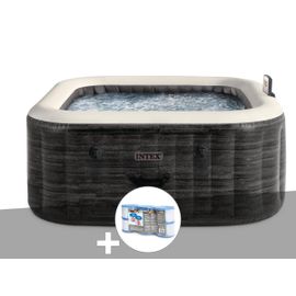 Kit spa gonflable Intex PureSpa Ardoise carré Bulles 6 places + 6 filtres