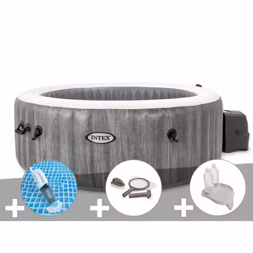 Kit spa gonflable Intex PureSpa Baltik rond Bulles 4 places + Aspirateur + Kit d'entretien + Porte-verre