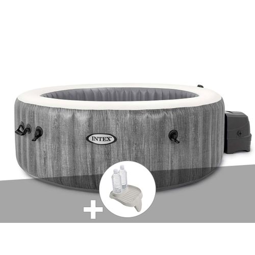 Kit spa gonflable Intex PureSpa Baltik rond Bulles 6 places + Porte-verre