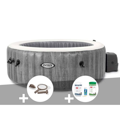 Kit spa gonflable Intex PureSpa Baltik rond Bulles 6 places + Kit d'entretien + Kit de traitement brome