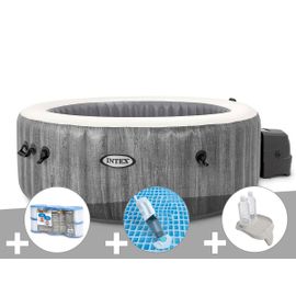 Kit spa gonflable Intex PureSpa Baltik rond Bulles 4 places + 6 filtres + Aspirateur + Porte-verre