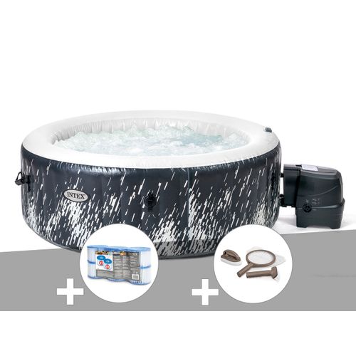 Kit spa gonflable Intex PureSpa Galaxie rond Bulles avec LED 4 places + 6 filtres + Kit d'entretien