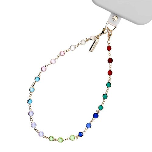 Dragonne pour Téléphone avec Pierres Précieuses Arc-En-Ciel Ultra Élégant Crong Dorée