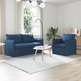 vidaXL Canapé 140cm 2 pcs Bleu Mét¿¿