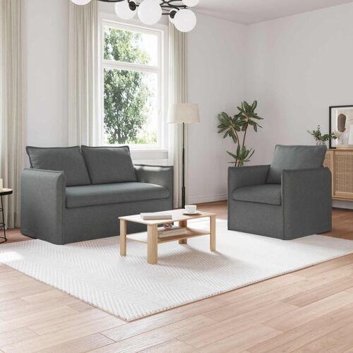 vidaXL Canapé 120cm 2 pcs Gris foncé Mét¿¿