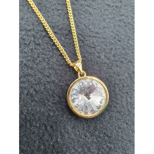 Pendentif Rond Cristal Blanc Femme Swarovski