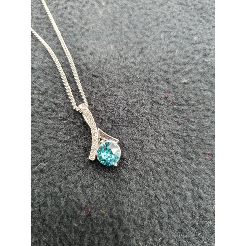 Pendentif Ruban Cristal Bleu Femme Swarovski
