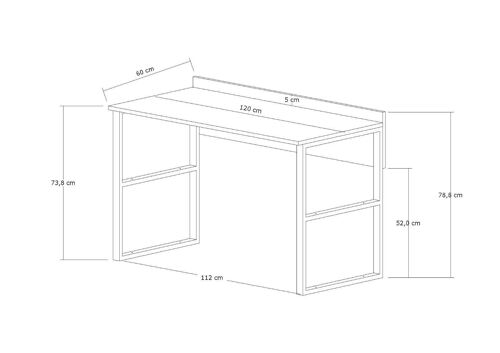 Bureau en bois "Rana" - 120 x 75 x 60 cm - Noyer, Noir
