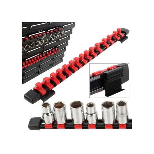 Barrette pour clés à douille, rail pour douilles 35 cm, douille 3/8", 15 emplacements, pour panneaux à outils de la marque botle