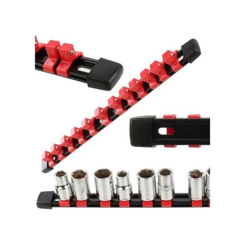 Barrette pour clés à douille, support pour clés à douille, rail pour douilles 35 cm, pour clés à douille 1/2", 12 emplacements