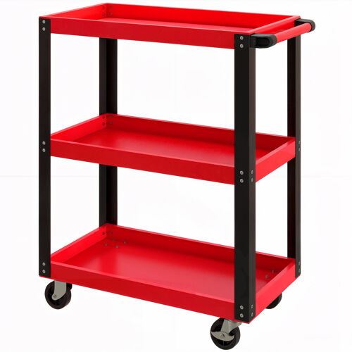 Chariot à outils 3 niveaux - chariot d'atelier servante - max. 120 Kg - métal rouge noir